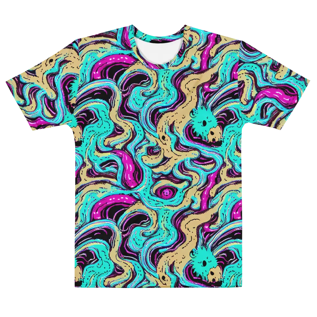 Neon Spill on Men's Cotton Crew Neck T-Shirt — Front