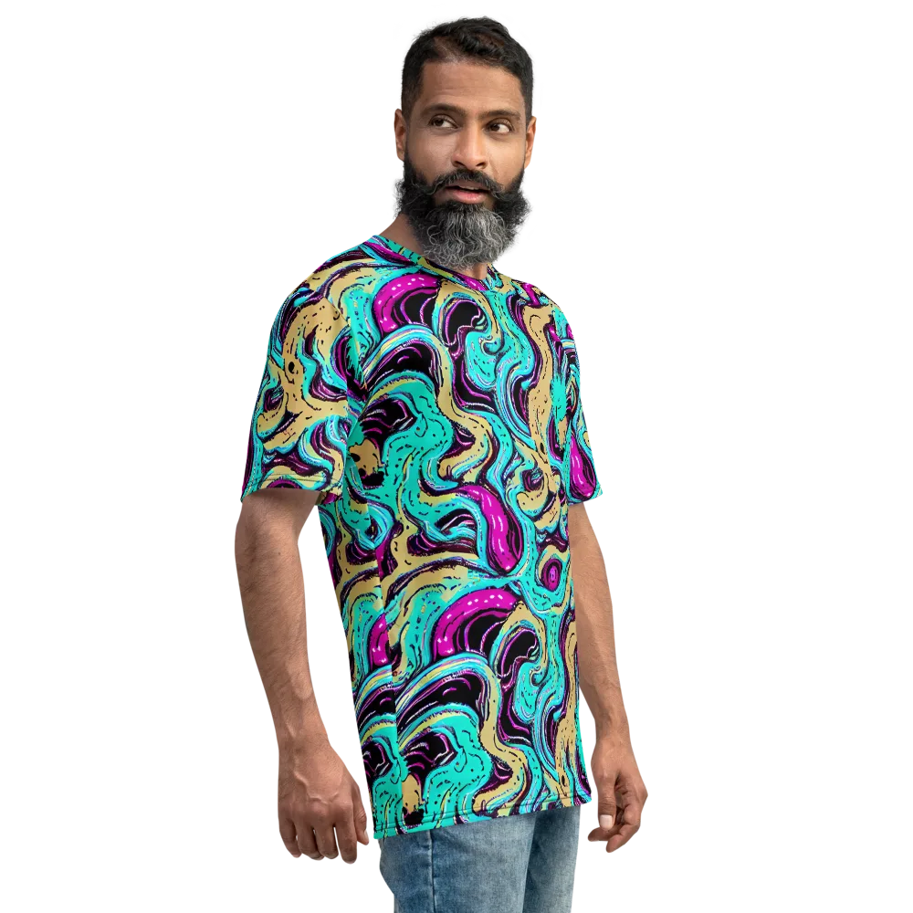 Neon Spill on Men's Crew Neck T-Shirt — Right