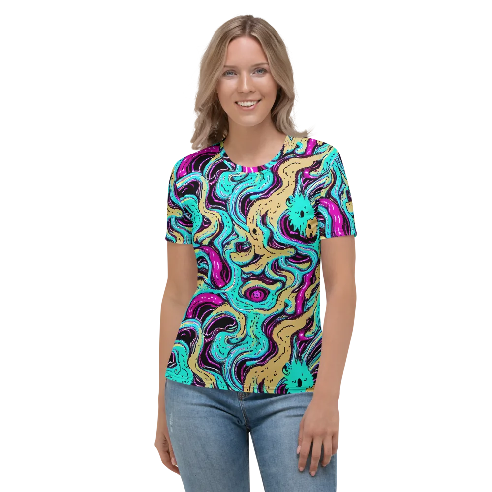 Neon Spill on Women's Crew Neck T-Shirt — Front