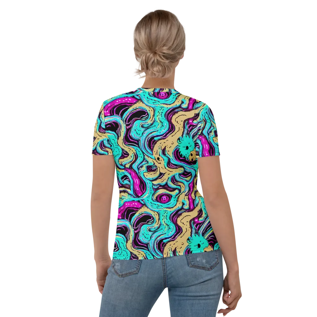 Neon Spill on Women's Crew Neck T-Shirt — Back