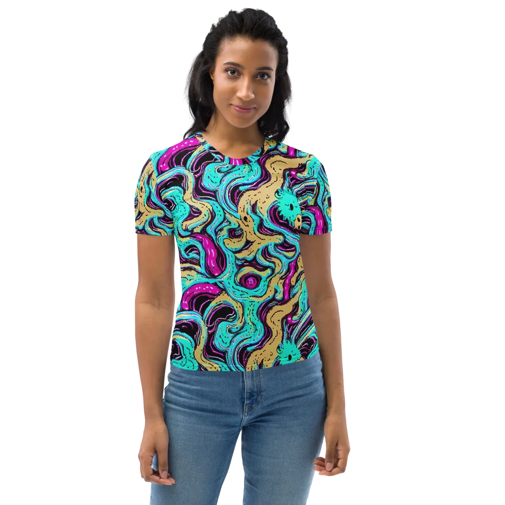 Neon Spill on Women's Crew Neck T-Shirt — Front