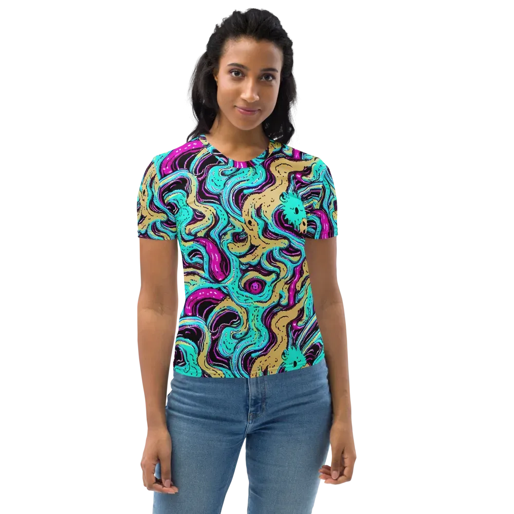 Neon Spill on Women's Crew Neck T-Shirt — Front
