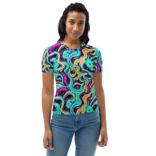 Neon Spill on a Women's Crew Neck T-Shirt