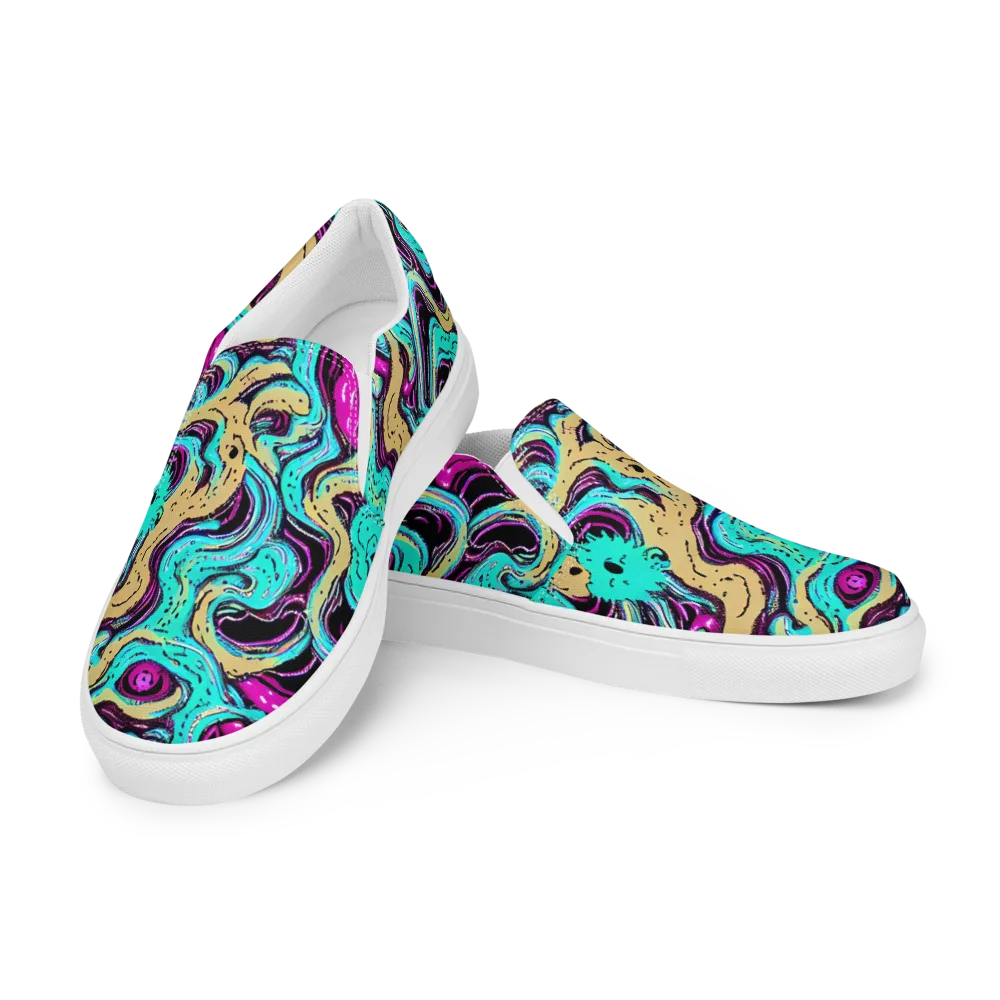 Neon Spill on Men's Slip-On Canvas Shoes — Left Front