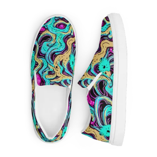 Neon Spill on a Men's Slip-On Canvas Shoes