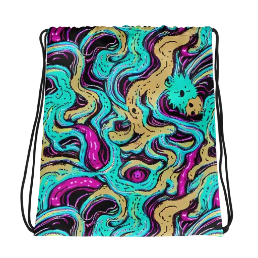 Neon Spill on a Drawstring Bag
