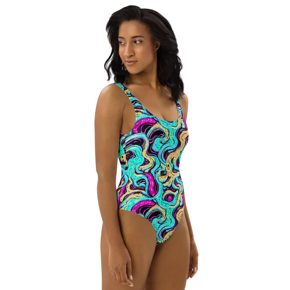Neon Spill on One-Piece Swimsuit — Right