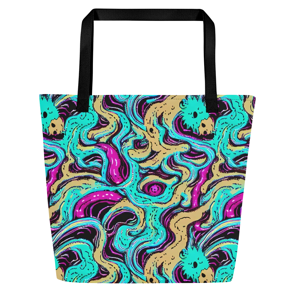 Neon Spill on Large Tote Bag W/ Pocket — Front