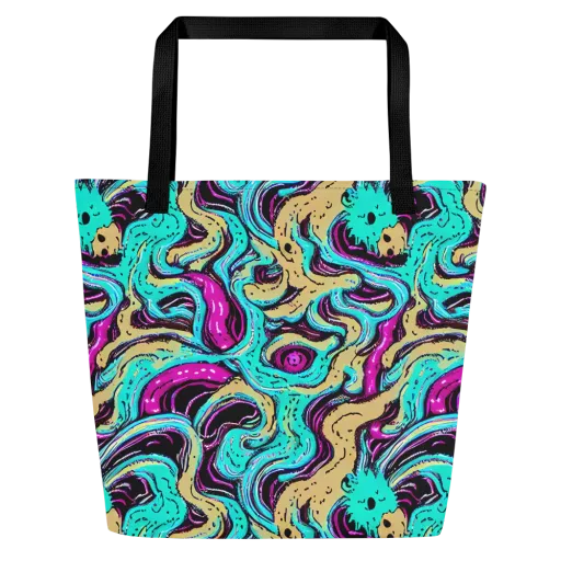 Neon Spill on a Large Tote Bag W/ Pocket