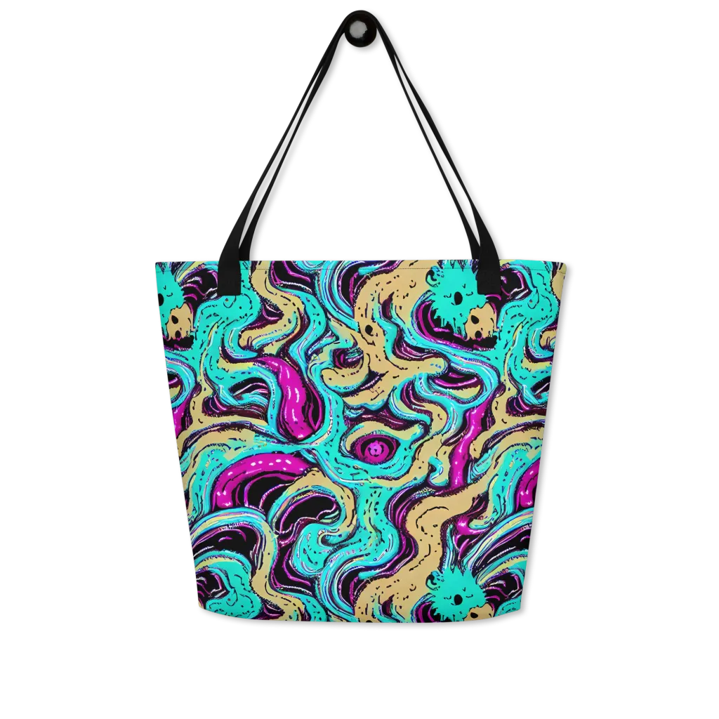 Neon Spill on Large Tote Bag W/ Pocket — Front