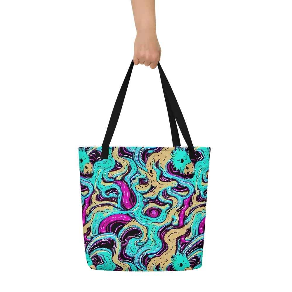 Neon Spill on Large Tote Bag W/ Pocket — Front