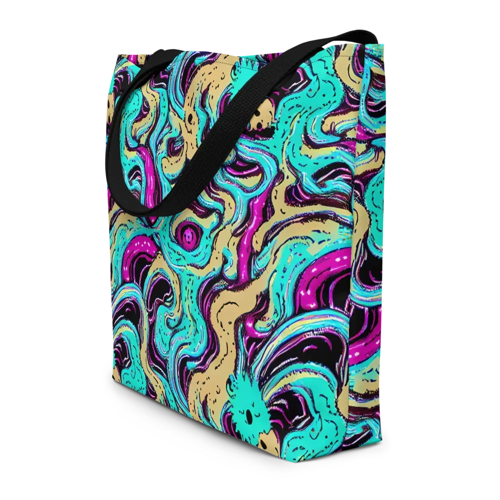 Neon Spill on Large Tote Bag W/ Pocket — Front