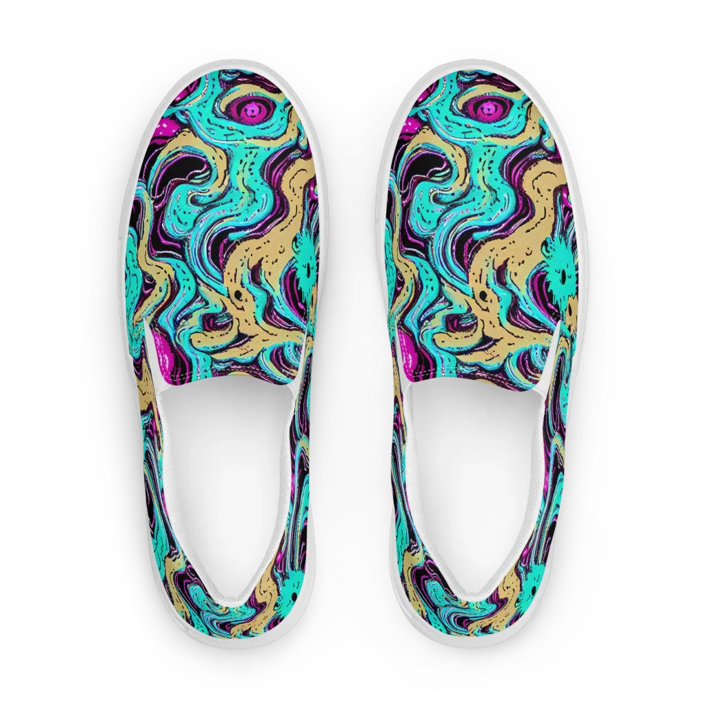 Neon Spill on Women's Slip-On Canvas Shoes — Front