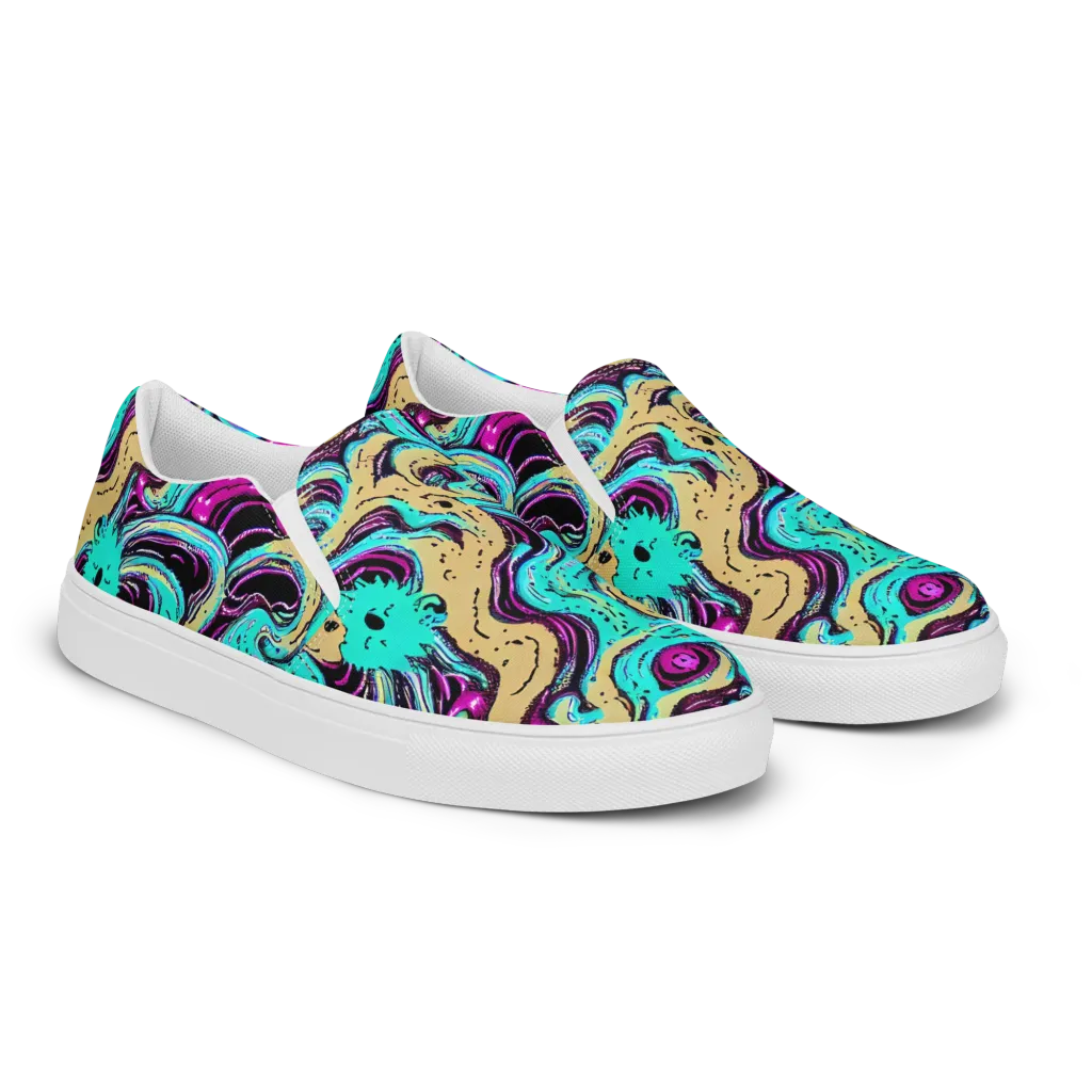 Neon Spill on Women's Slip-On Canvas Shoes — Right Front