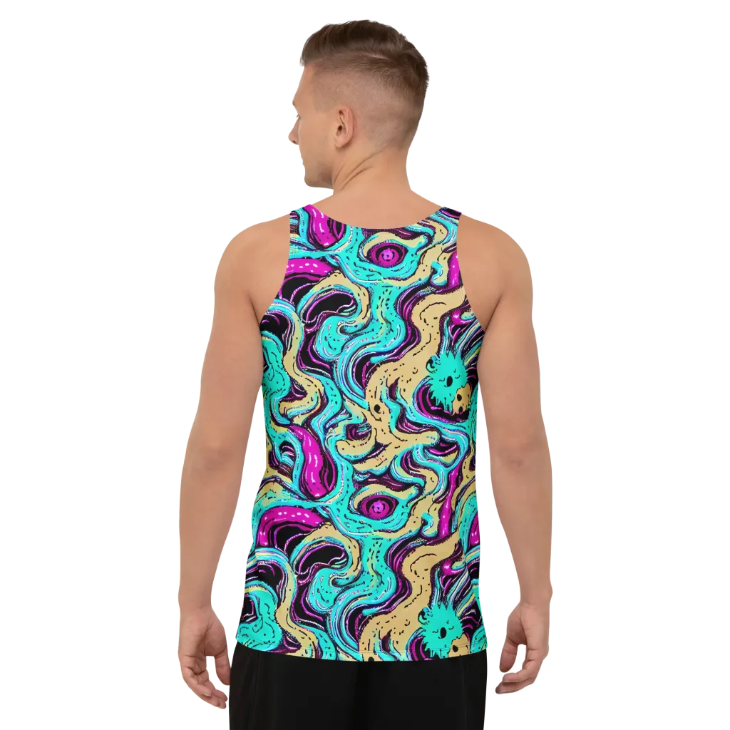 Neon Spill on Men's Tank Top — Back