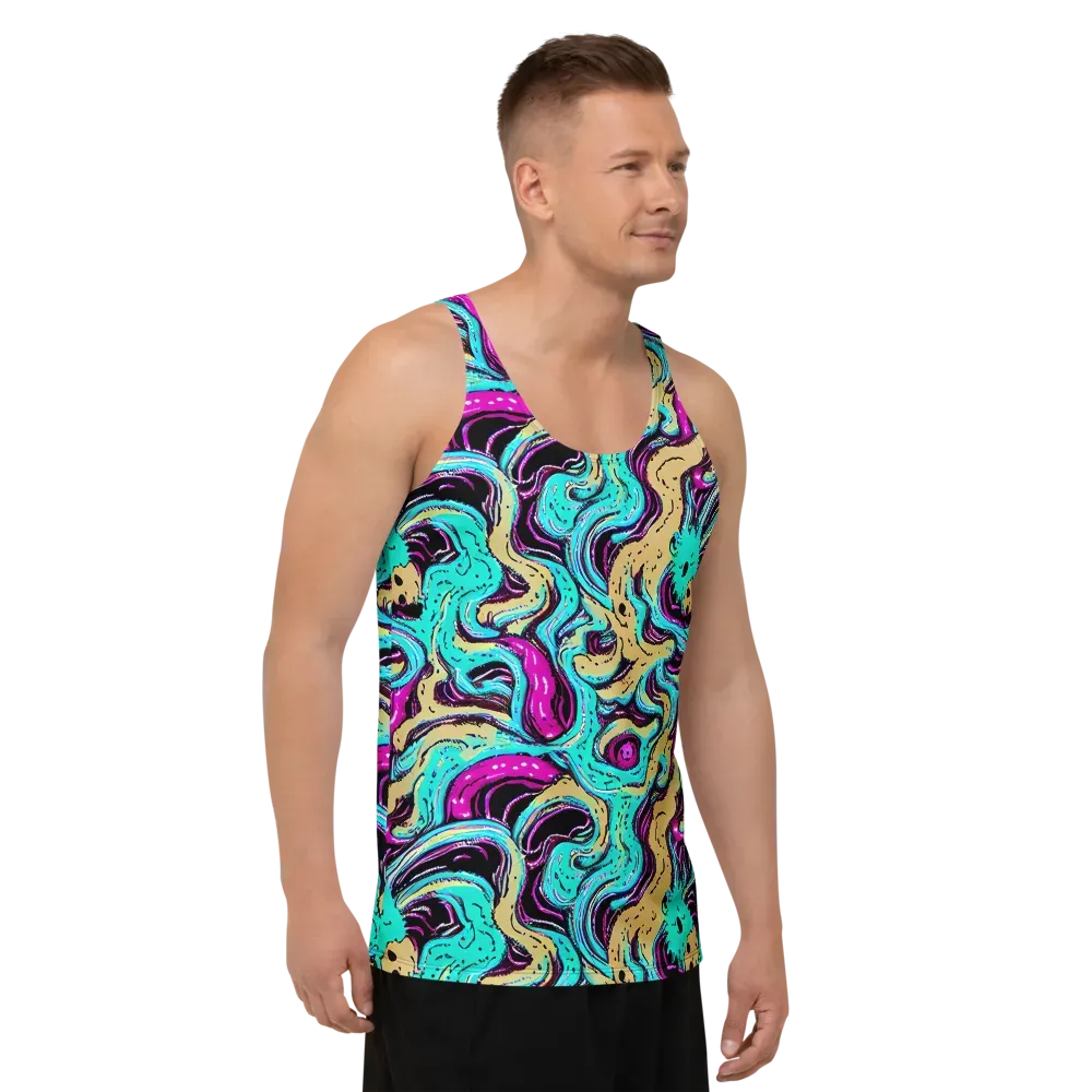 Neon Spill on Men's Tank Top — Right Front