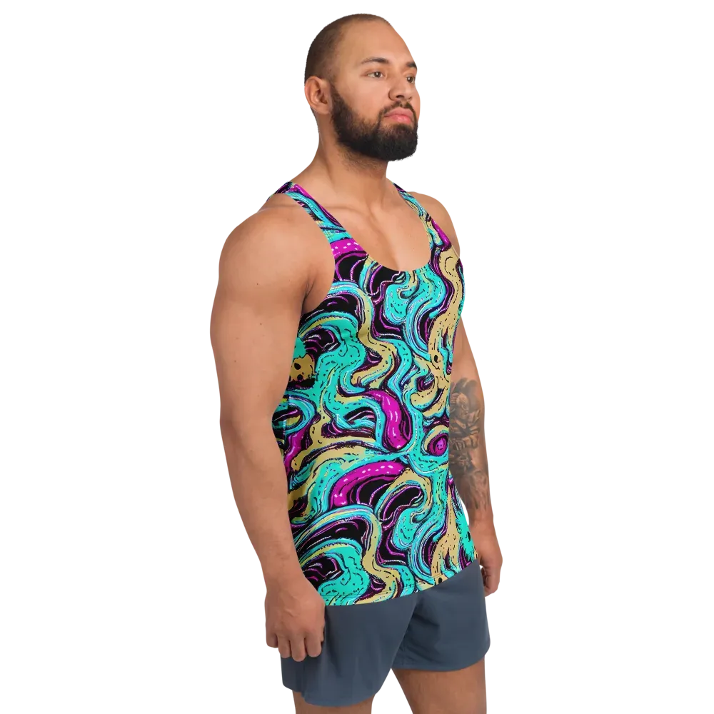 Neon Spill on Men's Tank Top — Right Front