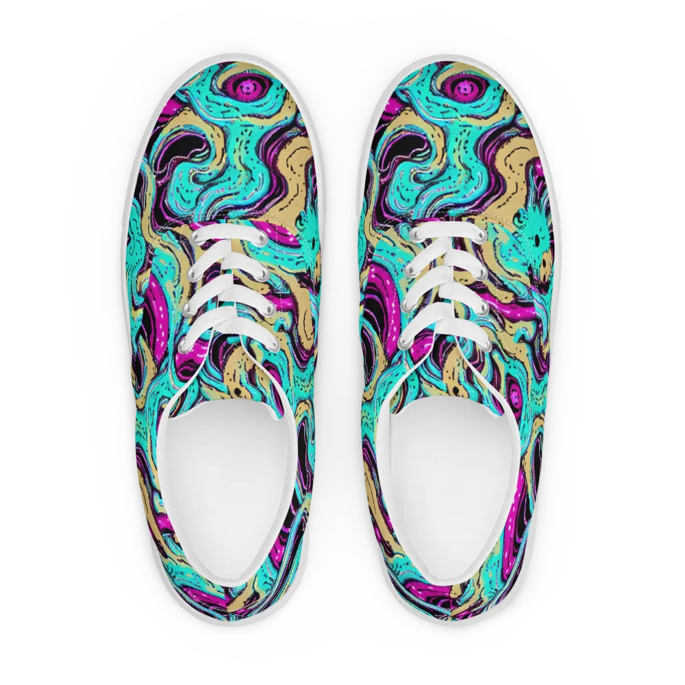 Neon Spill on Men's Lace-Up Canvas Shoes — Front
