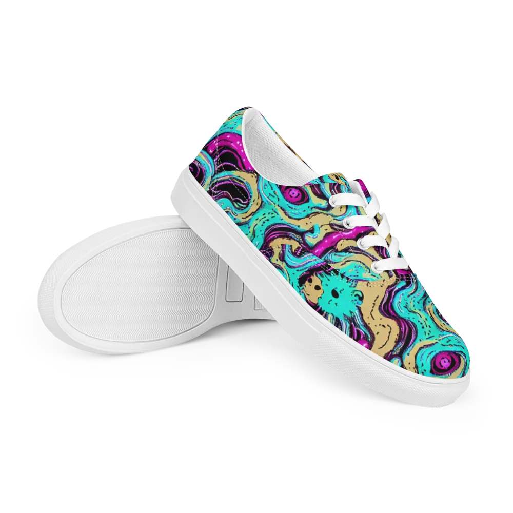 Neon Spill on Men's Lace-Up Canvas Shoes — Right Front