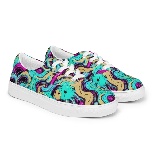Neon Spill on a Men's Lace-Up Canvas Shoes