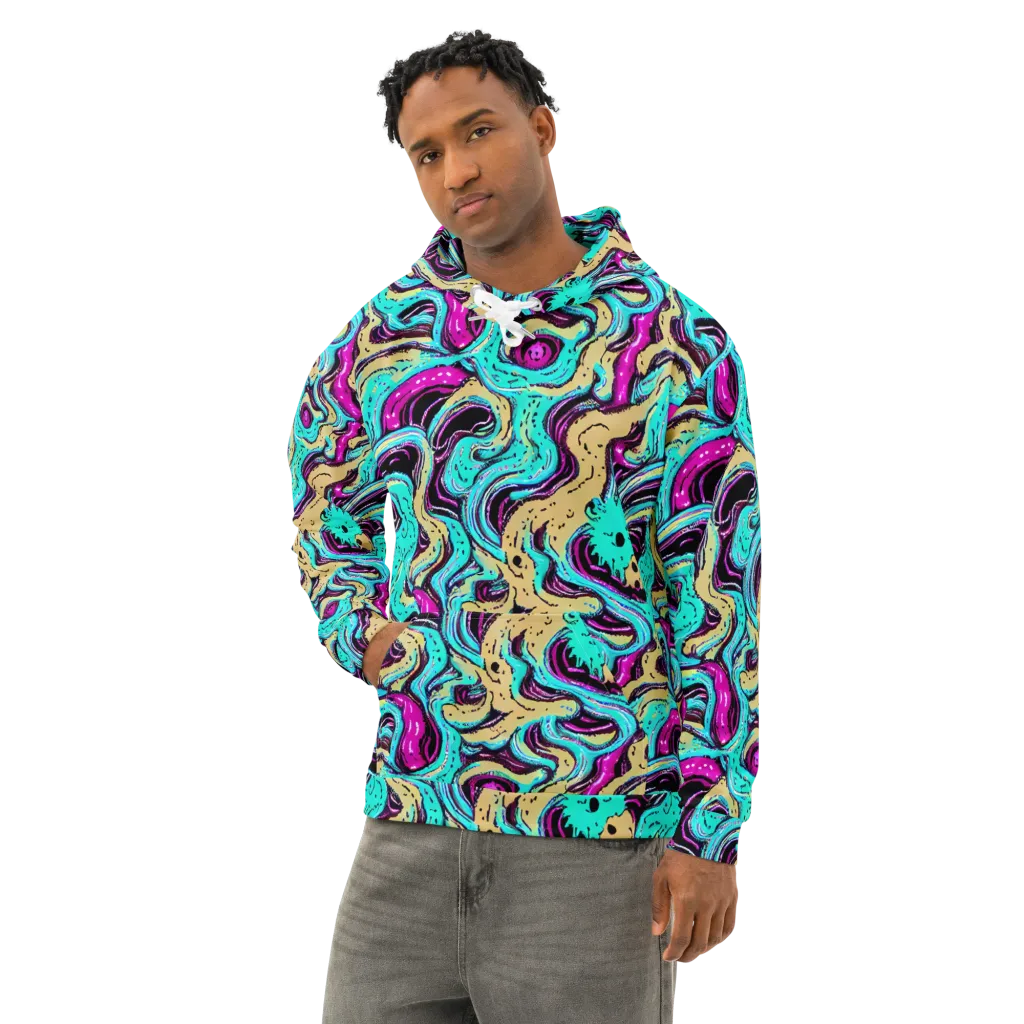 Neon Spill on Cotton Hoodie — Left Front
