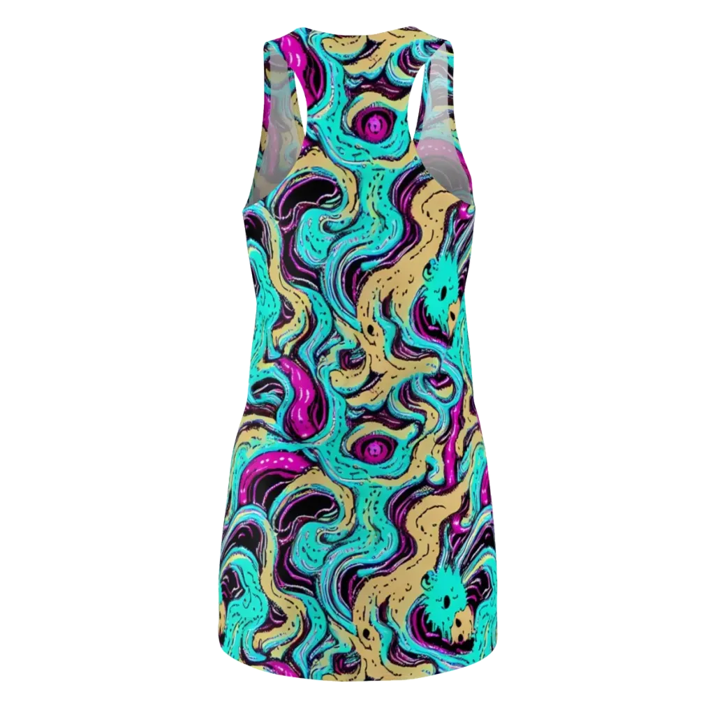 Neon Spill on Racerback Dress — Back