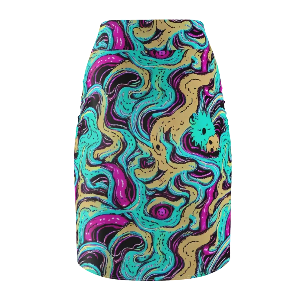 Neon Spill on Pencil Skirt — Back