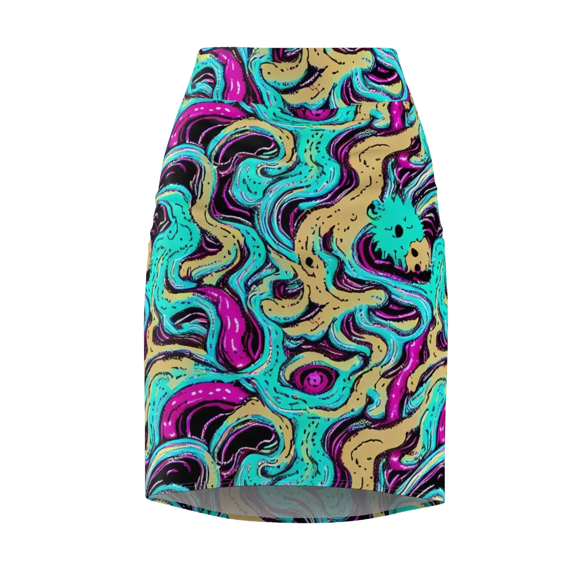 Neon Spill on Pencil Skirt — Front