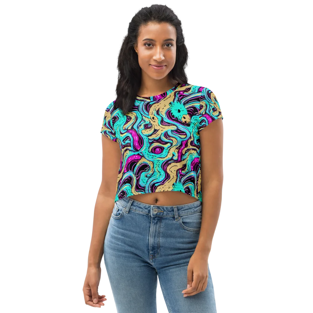 Neon Spill on Crop Tee — Front