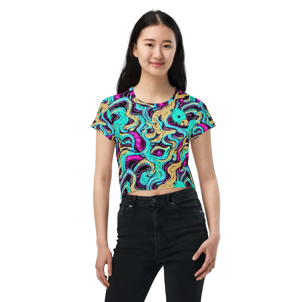 Neon Spill on Crop Tee — Front