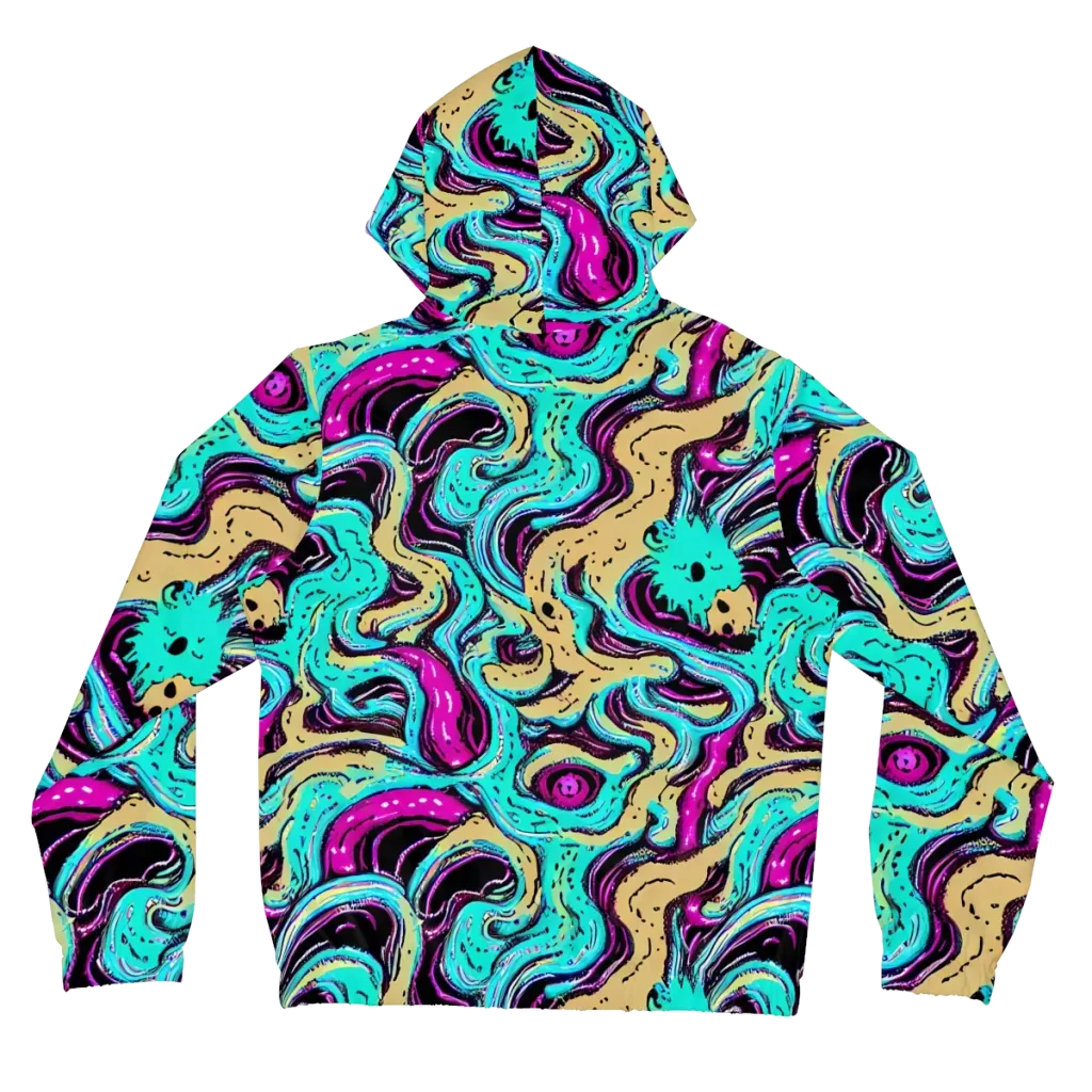 Neon Spill on Women's Full-Zip Hoodie — Back