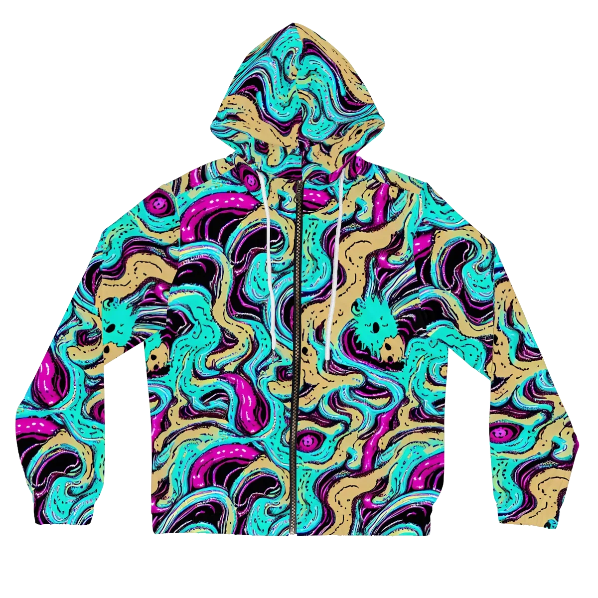 Neon Spill on Women's Full-Zip Hoodie — Front