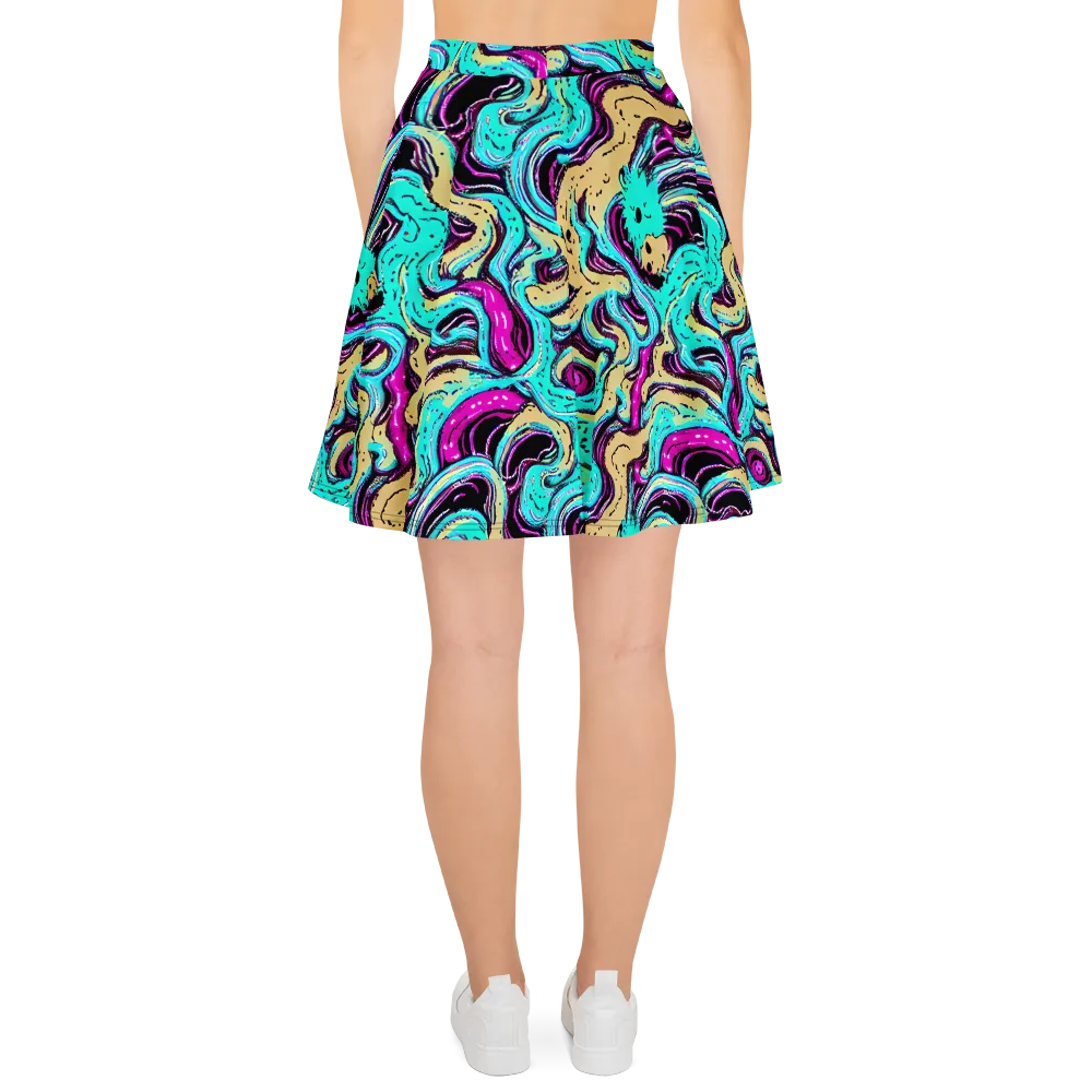 Neon Spill on Skater Skirt — Back