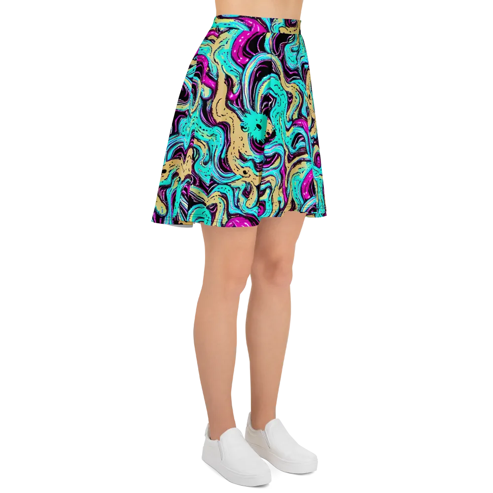 Neon Spill on Skater Skirt — Right