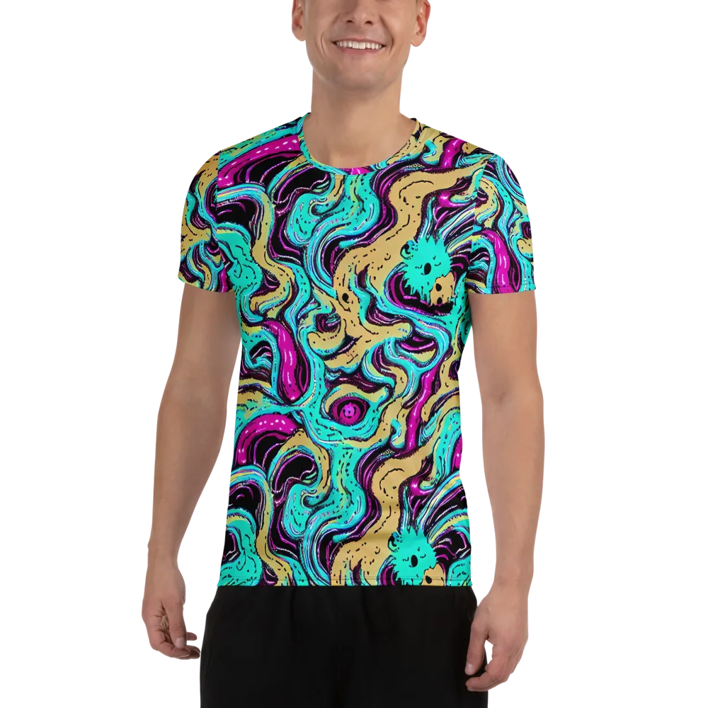 Neon Spill on Men's Athletic T-Shirt — Front