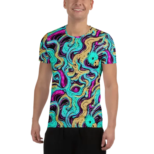Neon Spill on a Men's Athletic T-Shirt