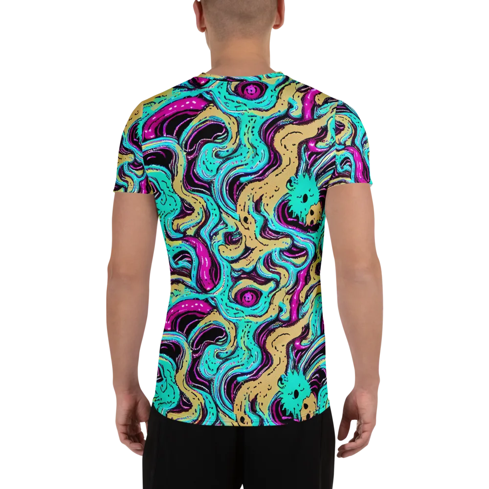 Neon Spill on Men's Athletic T-Shirt — Back