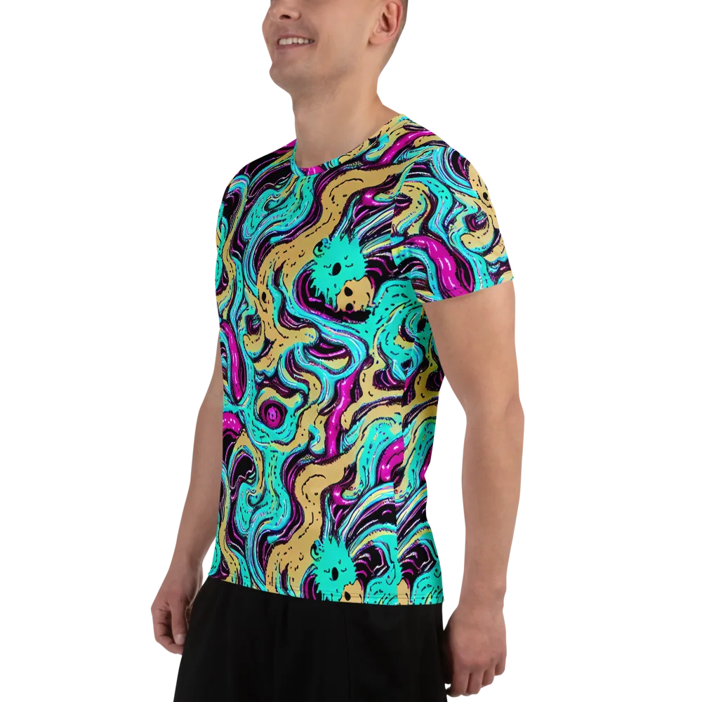 Neon Spill on Men's Athletic T-Shirt — Left