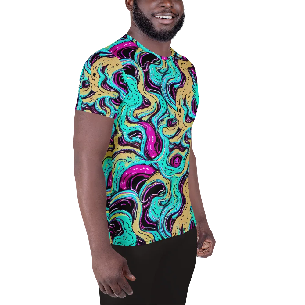 Neon Spill on Men's Athletic T-Shirt — Right