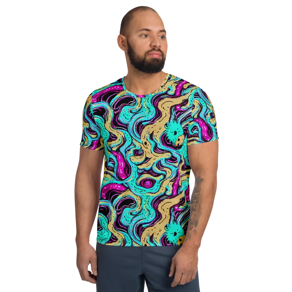 Neon Spill on Men's Athletic T-Shirt — Front