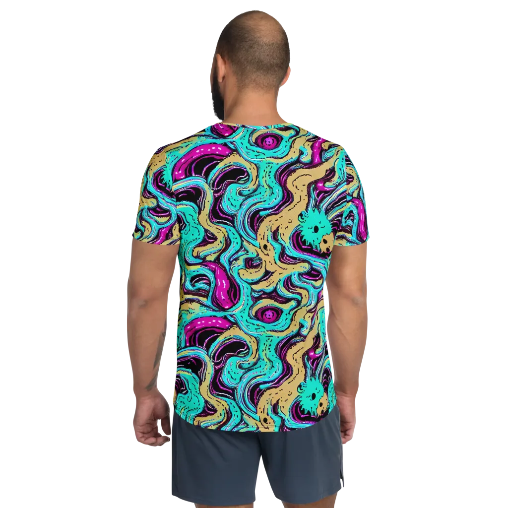 Neon Spill on Men's Athletic T-Shirt — Back
