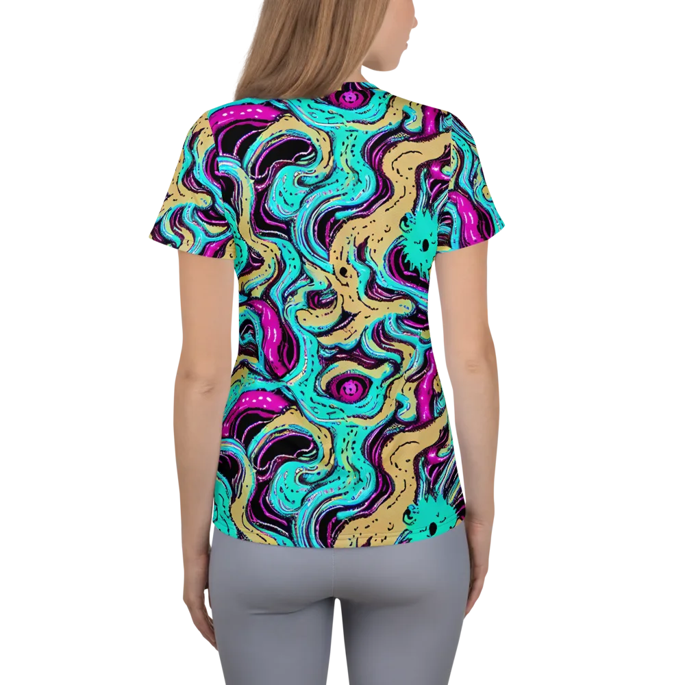 Neon Spill on Women's Athletic T-Shirt — Back