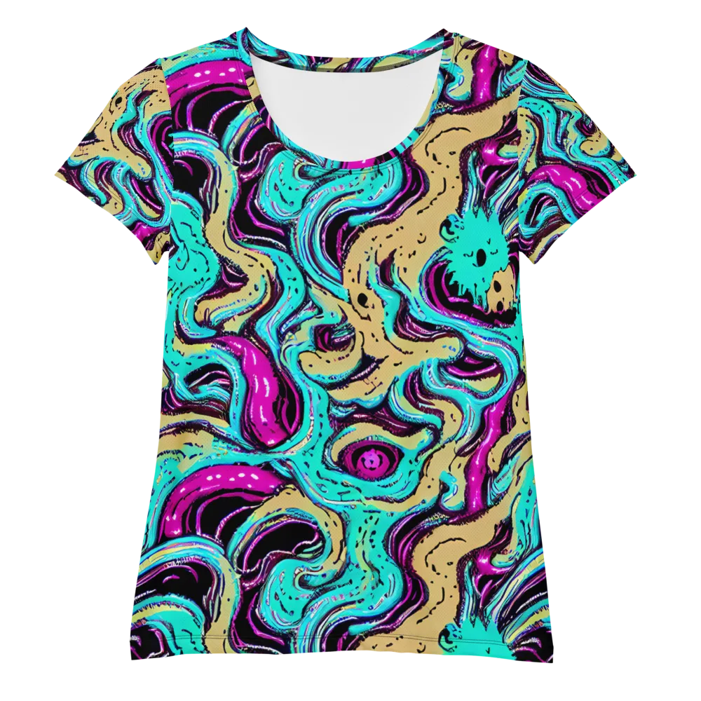 Neon Spill on Women's Athletic T-Shirt — Front