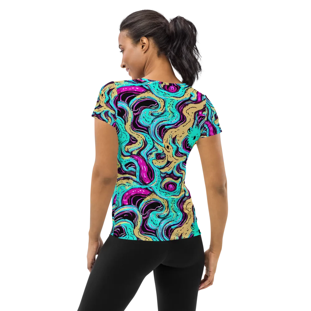 Neon Spill on Women's Athletic T-Shirt — Back