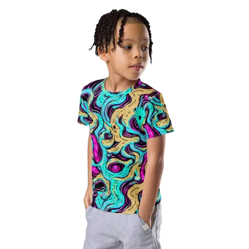 Neon Spill on a Kids Crew Neck T-Shirt