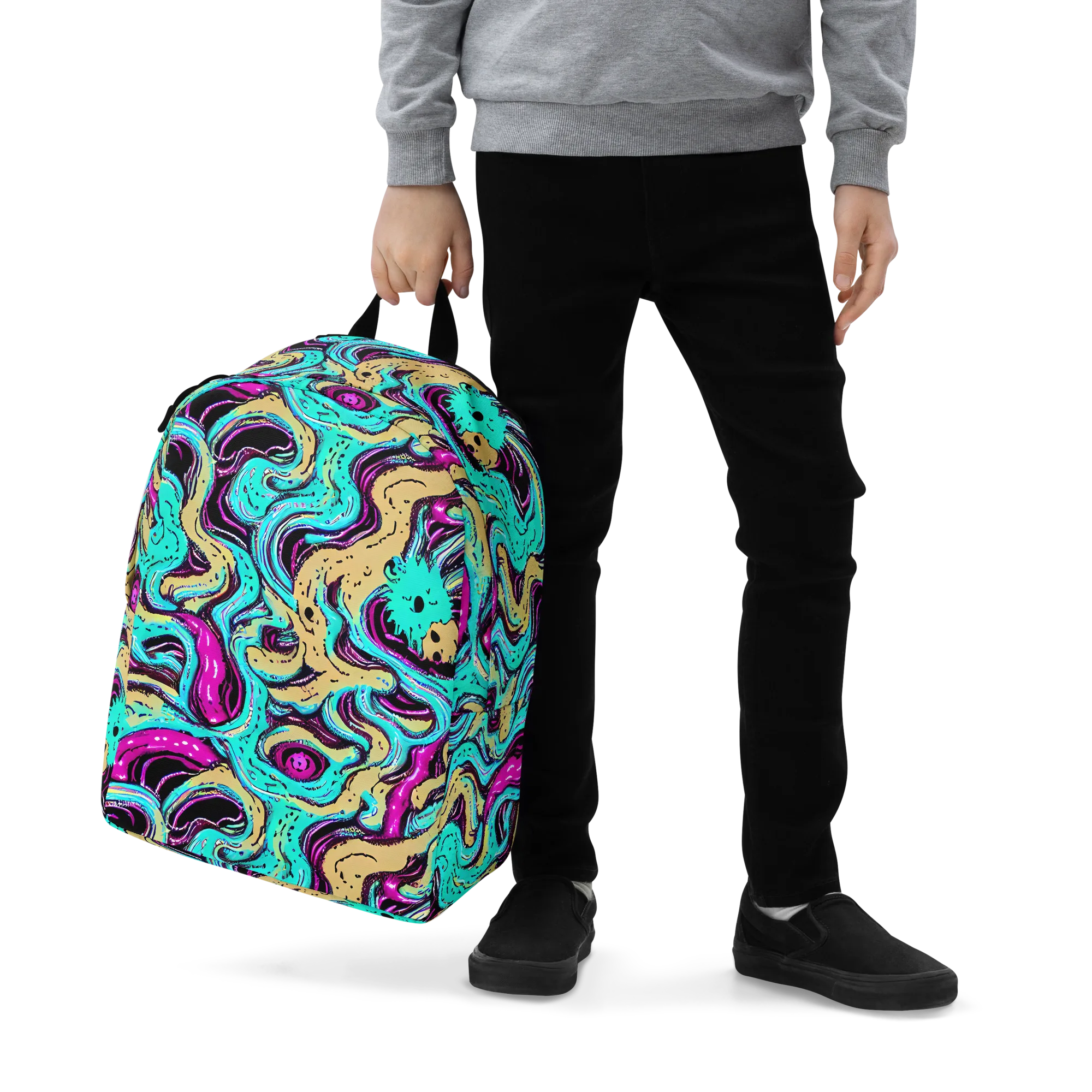 Neon Spill on Minimalist Backpack — Zoomed-in