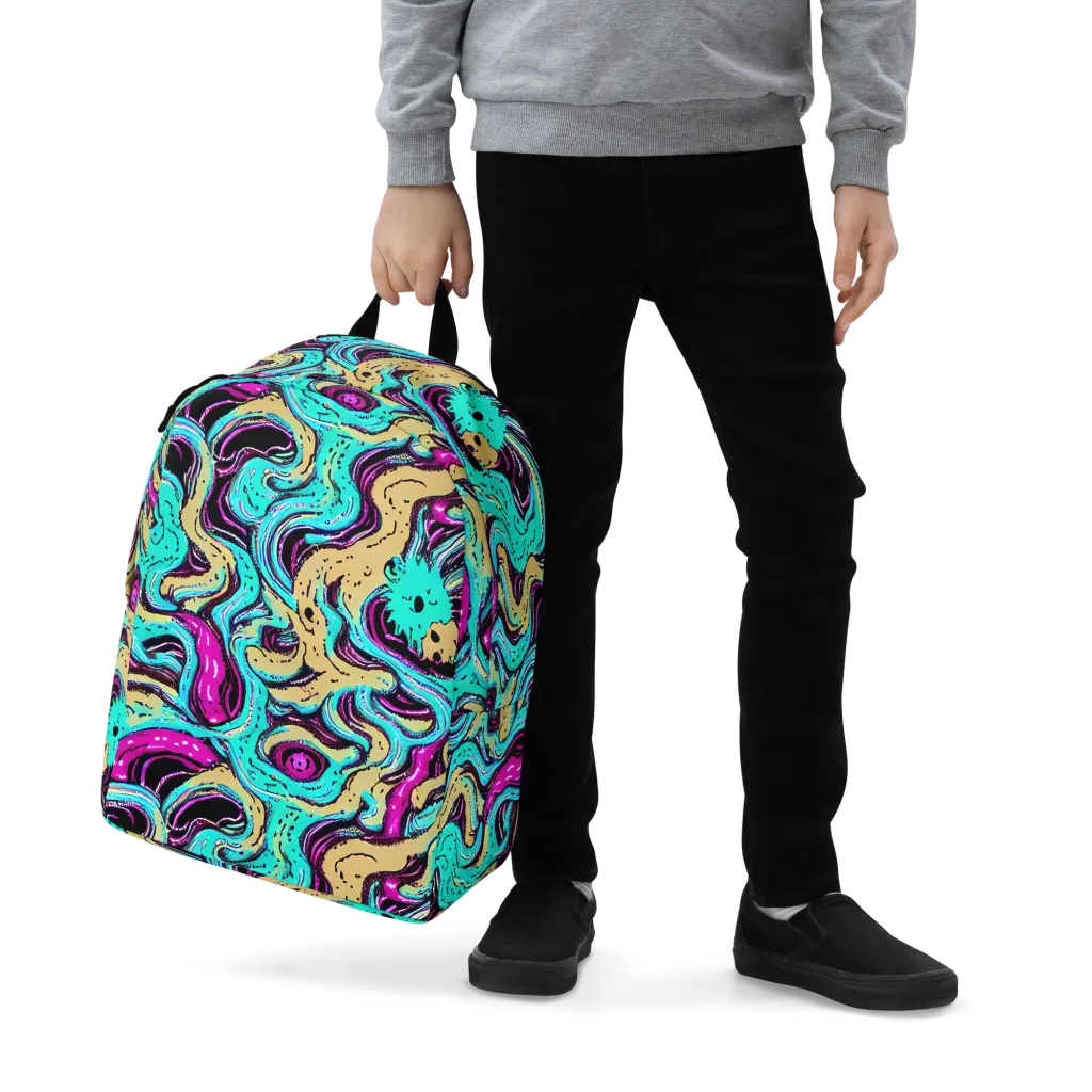 Neon Spill on Minimalist Backpack — Zoomed-in