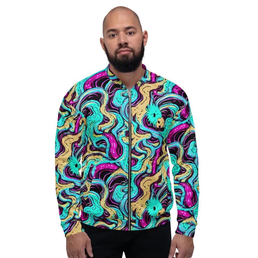 Neon Spill on Bomber Jacket — Front