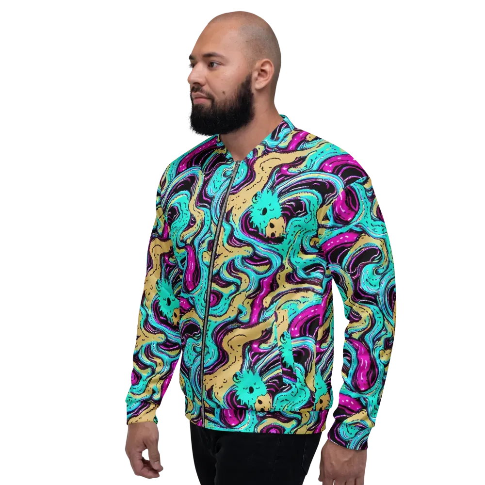Neon Spill on Bomber Jacket — Left