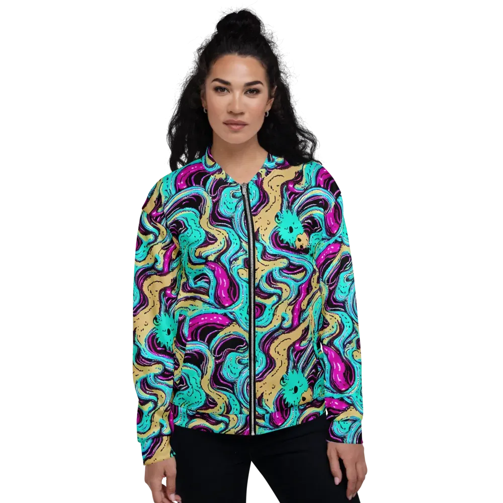 Neon Spill on Bomber Jacket — Front